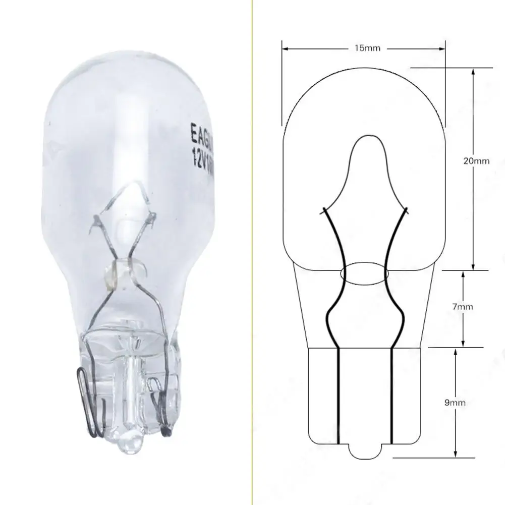 10Pcs Car Light Bulbs T15 12V 16W Width Indicator External Halogen Lamp Bulbs Replacement Dashboard Bulb Light