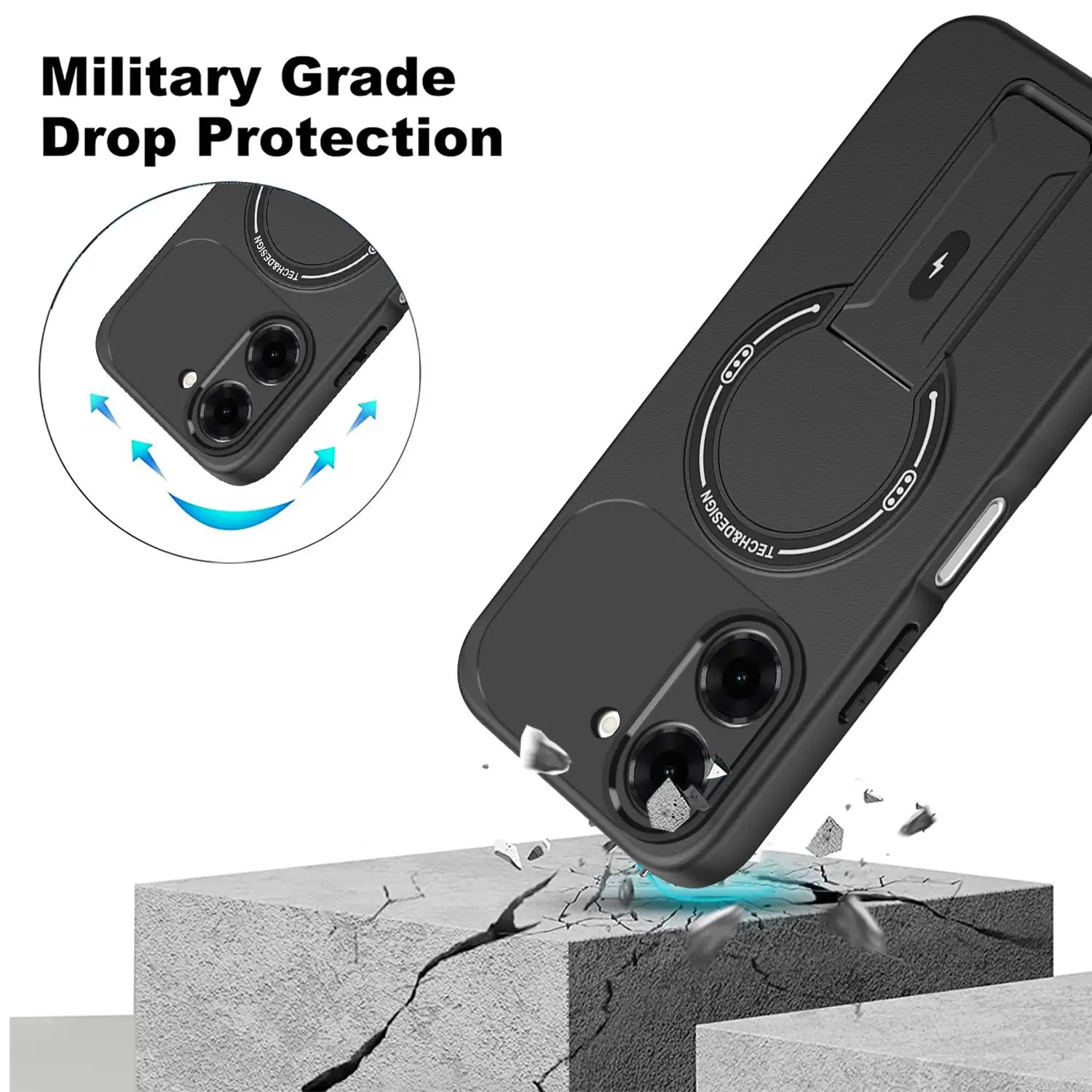 Magnetic Kickstand Armor Phone Case with Wireless Charging Compatibility