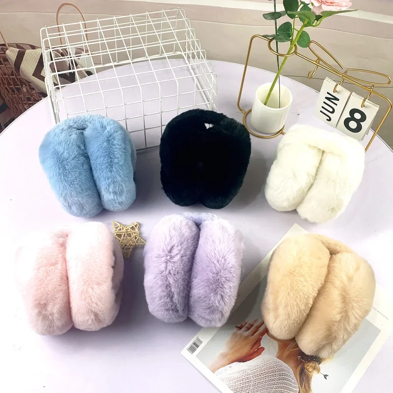 

Collapsible Winter Earmuffs Warm Earmuffs Solid Color Plush Earbags Students Men and Women Antifreeze Riding