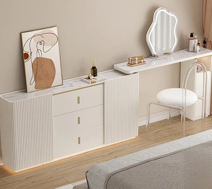 

Cream style ultra-thin bed tail TV cabinet, dressing table, modern, simple and scalable