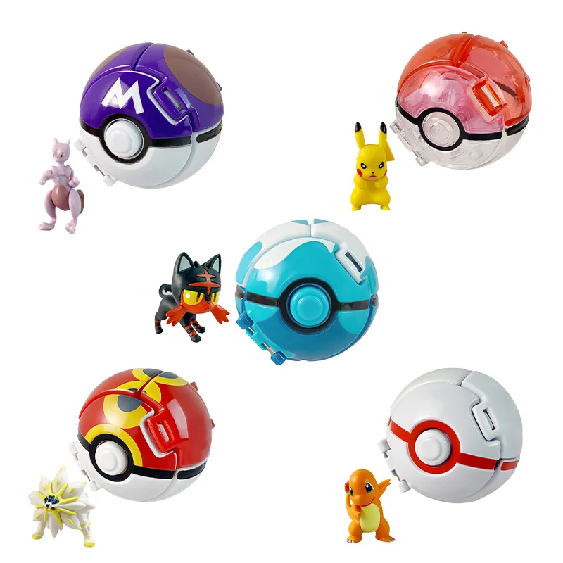 Pokemon Mewtwo Litten Solgaleo Charizard Pikachu Action Figure Figurine Pokeball Poke Ball Game Master Glass Kids Boy Toy Gift