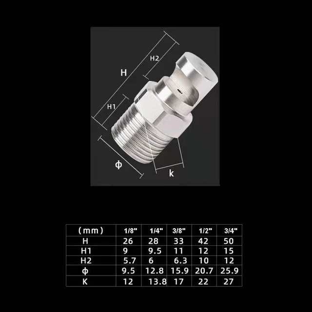 1/8 "1/4" 3/8 "1/2" 3/4 "Elhajolt Széles Látószögű Lapos Ventilátor Fúvóka Bsp Hím Rozsdamentes Acél Sprinkler A Por Eltávolításához. Tisztító Hűtő - Image 4