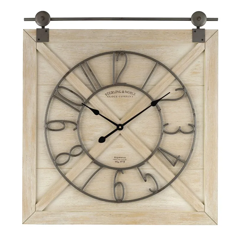 

28" Indoor Rustic White Farmhouse Analog Wall Clock with Quartz Movement