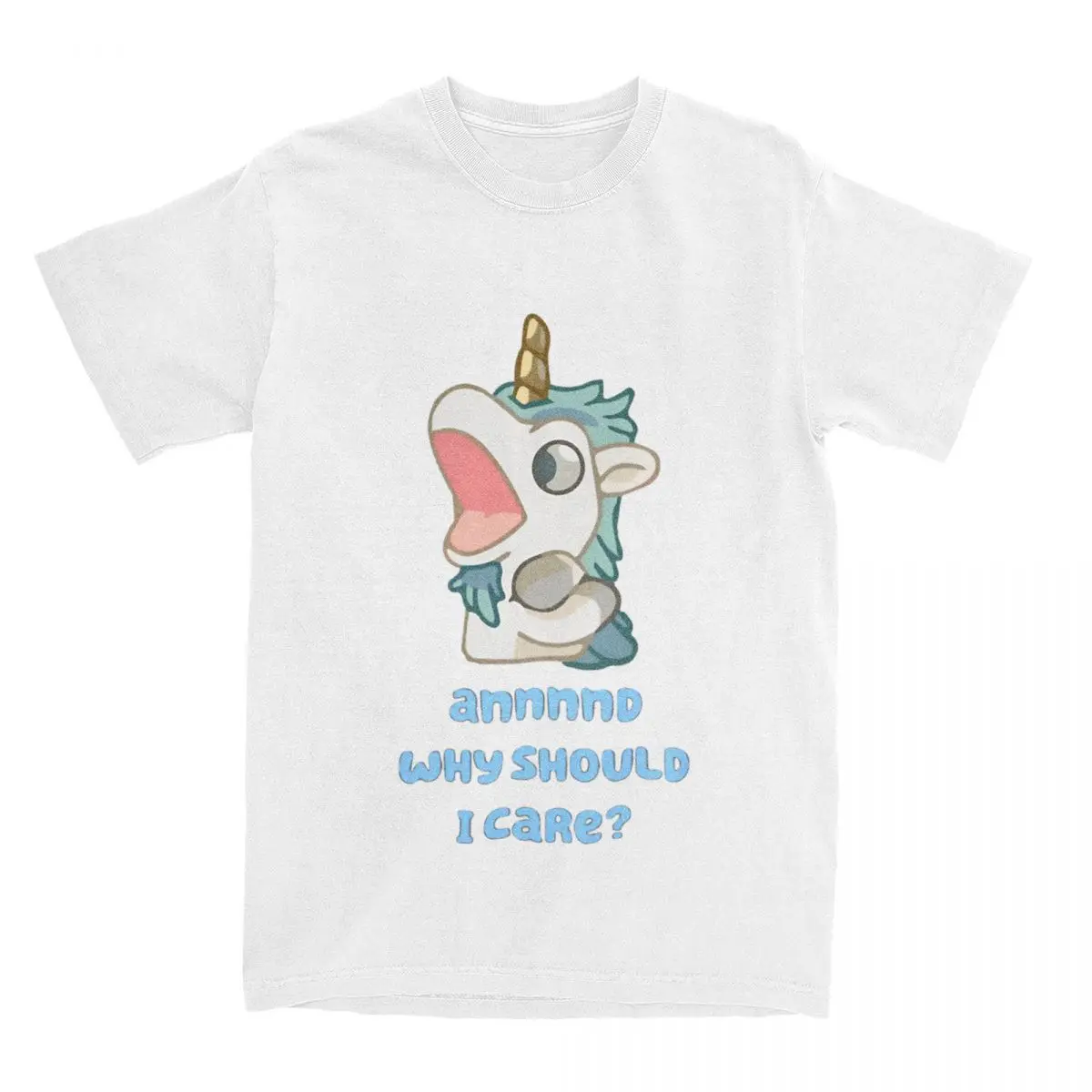 Comical Couple's Blue Cartoon 100% Cotton Summer T-Shirt – Men's Short-Sleeved Tee