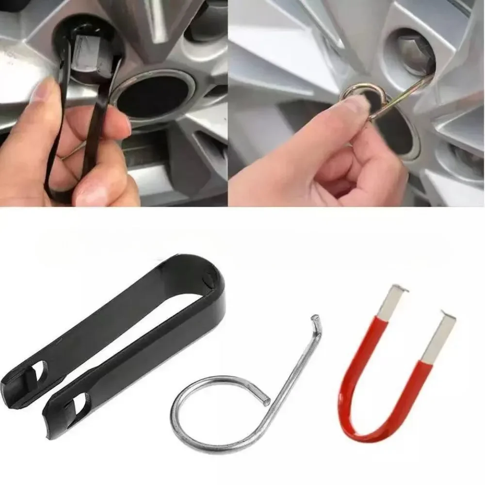 

3pcs/set Universal Car Truck Wheel Lug Bolt Nut Center Cover Cap Extractor Removal Tool Clip with Hook Car Tire Cap Puller Tool