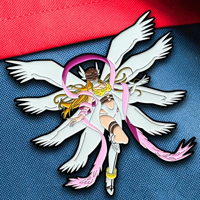 Digimon Aventura Digital Monstro Angemon Angewomon Esmalte Broche