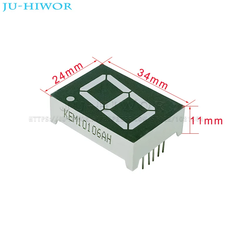 10Pins 1106AS 1106BS 1 Inch 1 Digit Bits 7 Segment Red LED Digital Display Digitron Common Anode Cathode C-A C-C 10pcs,led digital tube display
