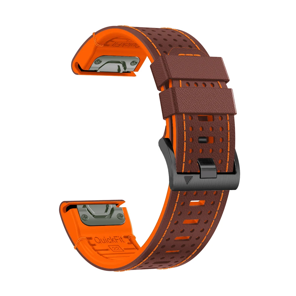 Premium Silicone and Leather Strap - 22mm/26mm Band