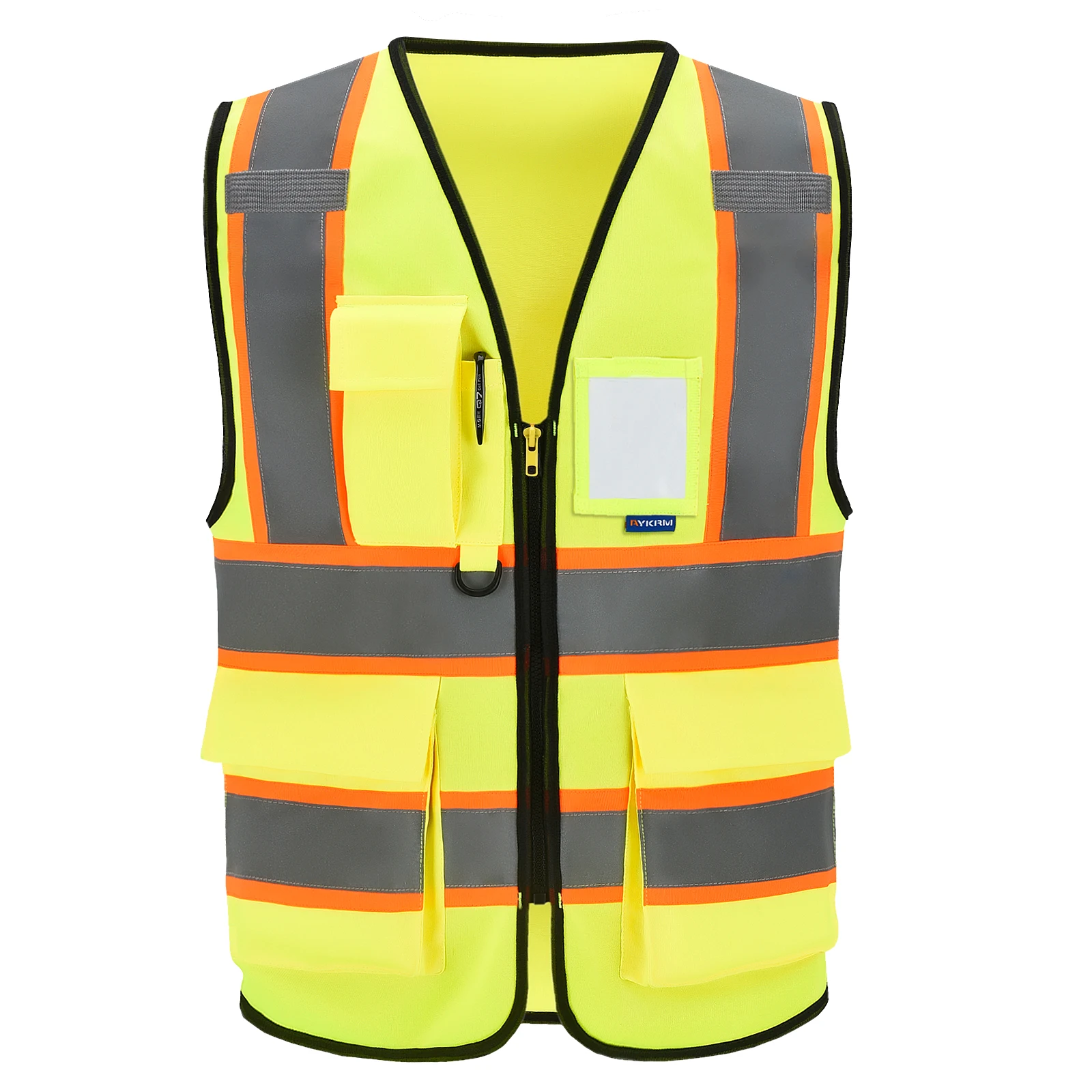 A-SAFETY Chaleco reflectante de seguridad de malla de alta visibilidad con  bolsillos y cremallera, chaleco de trabajo Hi Viz para hombres y mujeres
