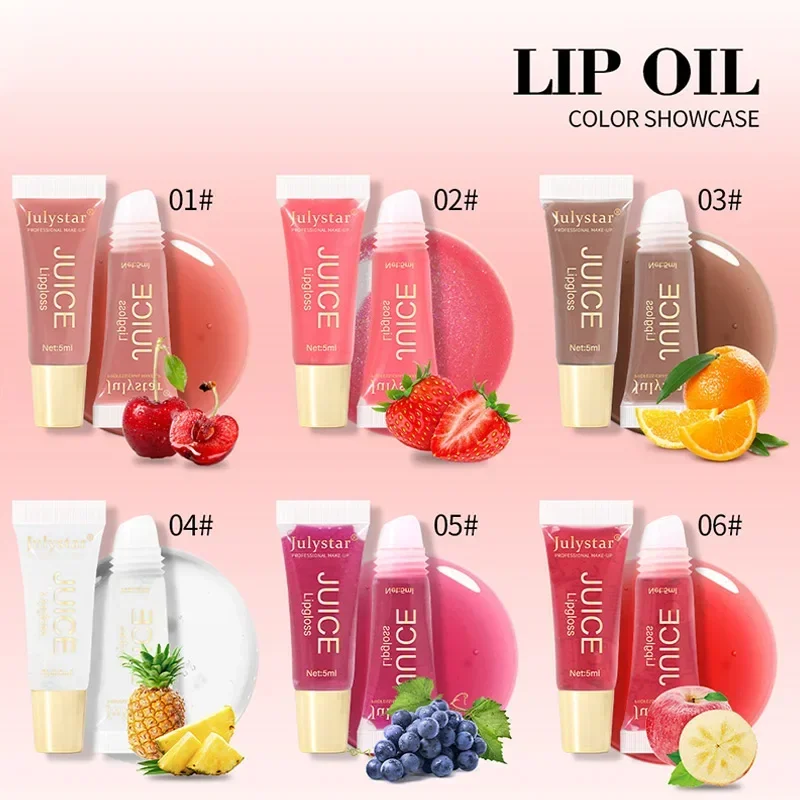 Nude Brown Plumping Lip Gloss Moisturising Fruit Lip Oil Transparent Fullness Lips Tint Soft Tube Makeup Applicator Beauty Care 5
