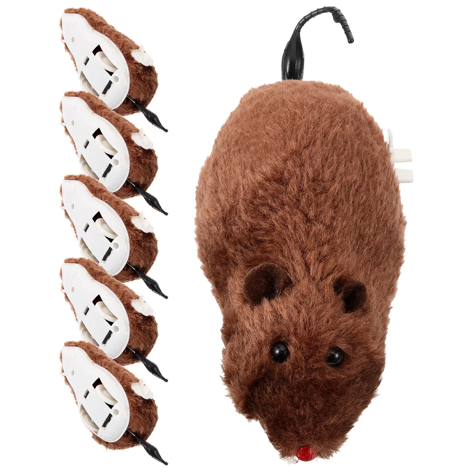 

6pcs Wind-up Stuffed Mouse Toy Plush Clockwork Mouse Toys Cat Tease Toy Pet Supplies (Random Pattern)