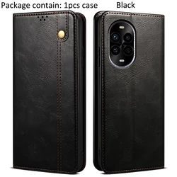 Waxy Leather Wallet Flip Case - Retro Vintage Business Book Cover - nova 13 (Black)