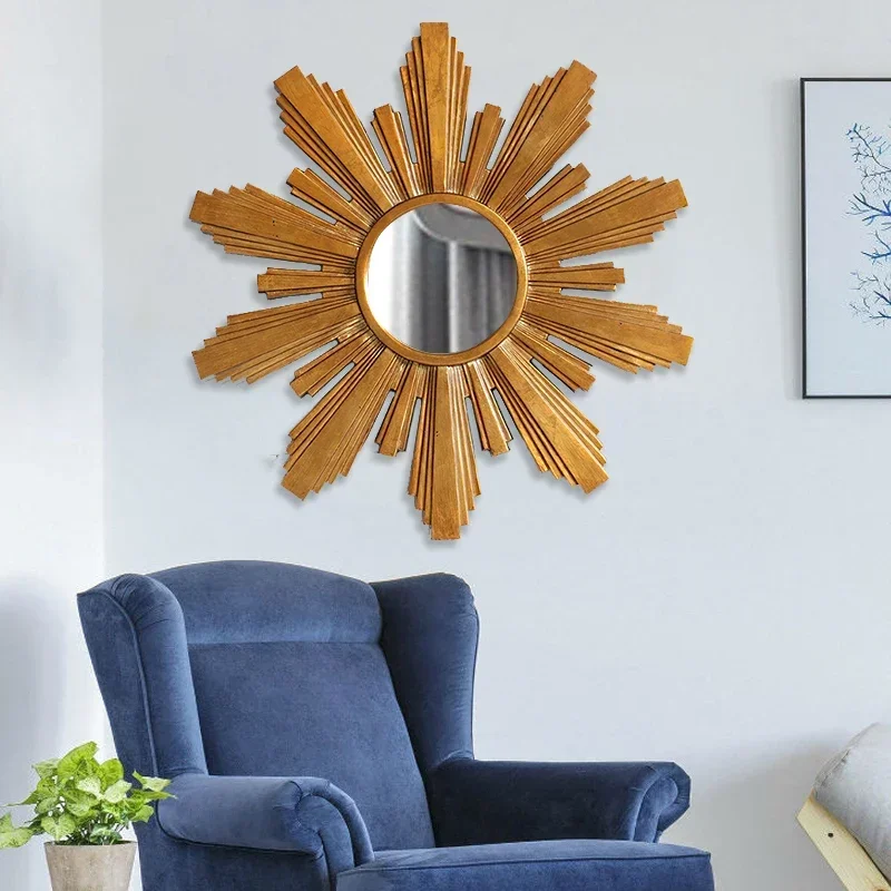 

Hallway Mirror Fireplace Restaurant Sofa Background Wall Decorative Mirror round Mirror European and American Mirror