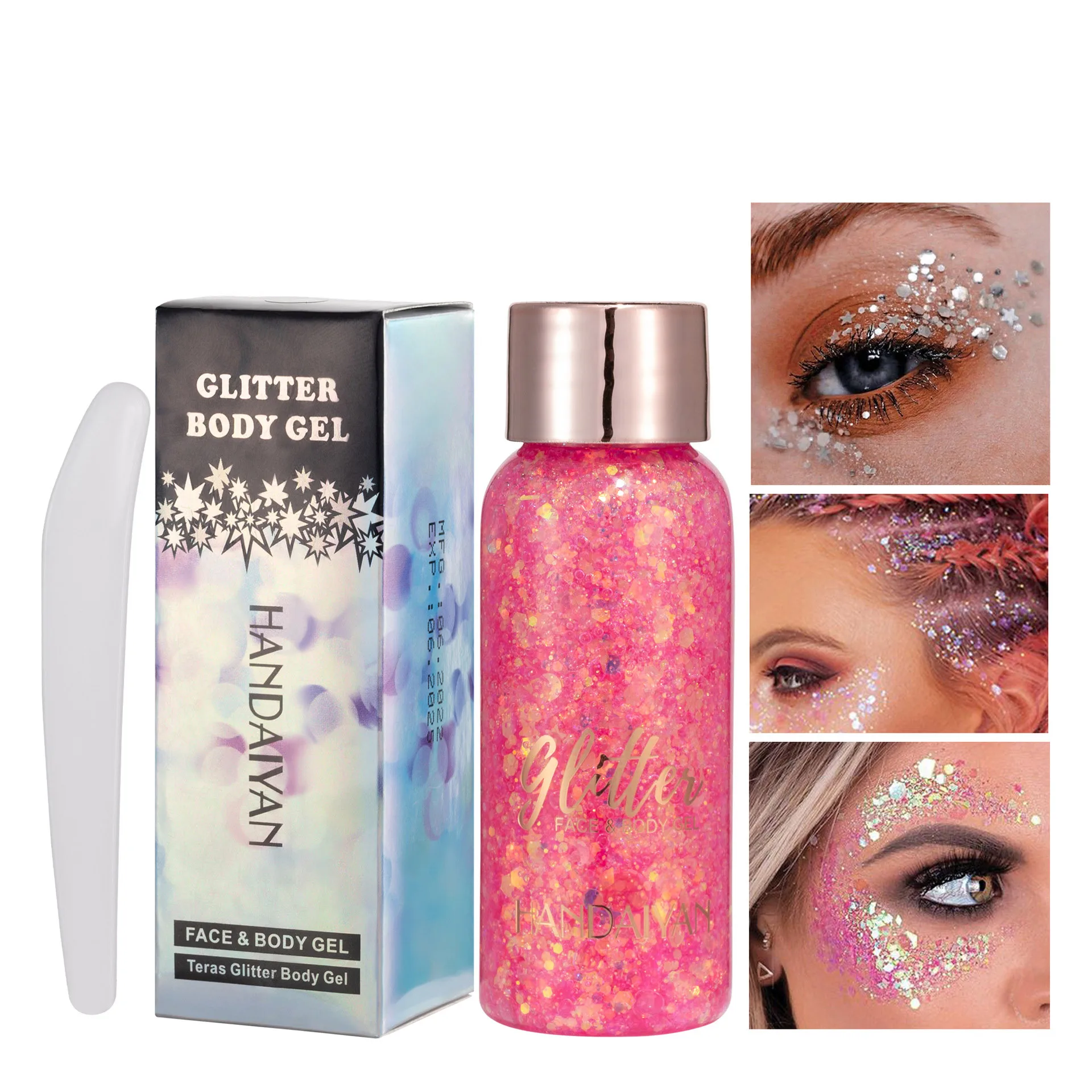 Handaiyan Nail Hair Body Face Eye Glitter Gel Art Loose Sequins Cream Chunky Glitter Eyeshadow Makeup Party Festival 3