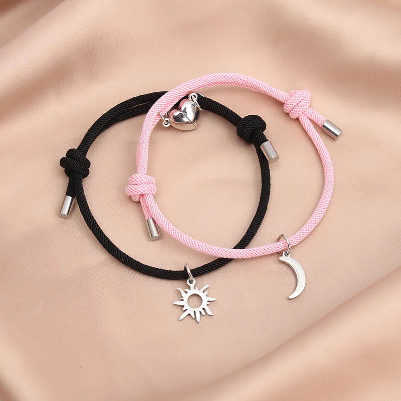 Magnetic Couple Heart Bracelet Set for Valentine Day Gift