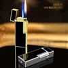Creative Narrow Version Ultra-thin Gas Lighter, Dual Flame Switch, Grinding Wheel Ignition Lighter, Metal, Men's Gadgets 4