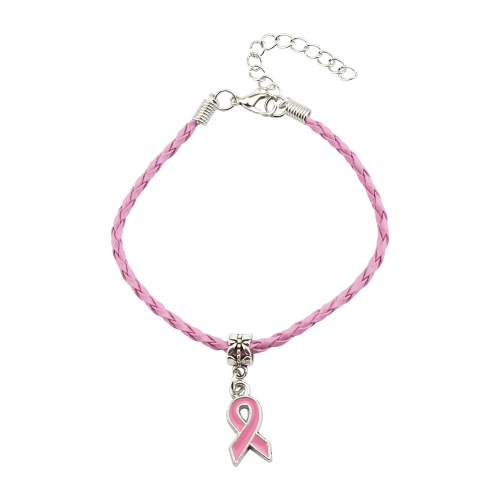 thumbnail image 1 of Recién llegado, pulsera con dije de cinta rosa y amarilla contra el cáncer de mama, joyería de concientización para regalos de la Fundación del Centro Oncológico, 1 of 4
