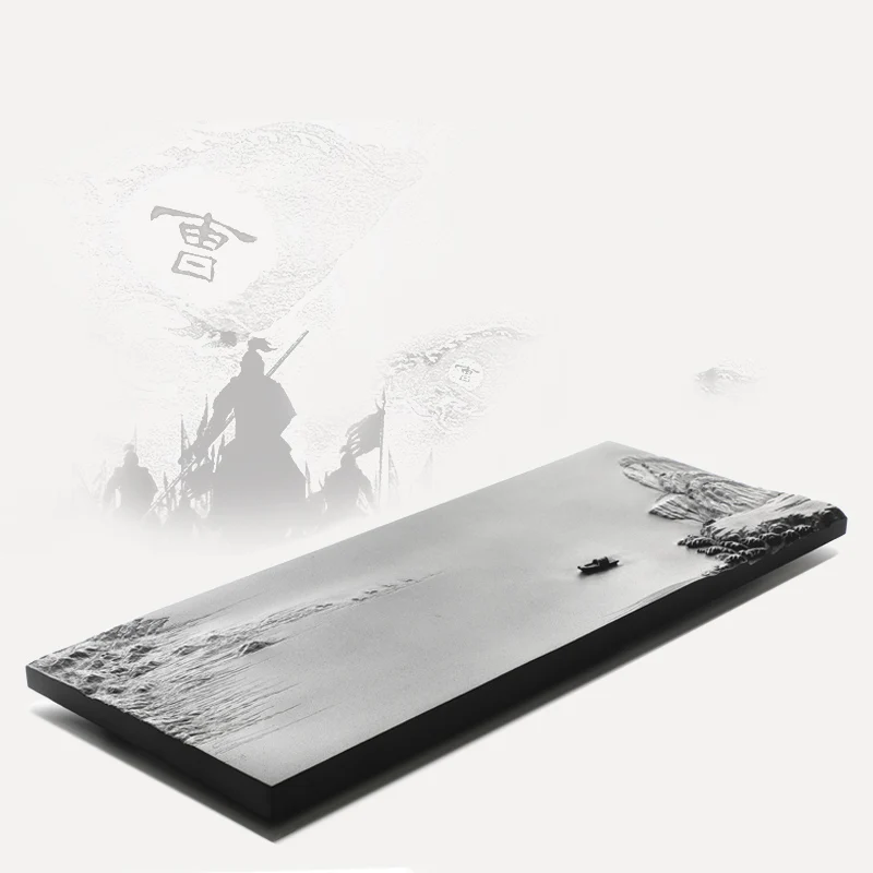 

Stone Accessory Tea Tray Designed Kitchen White Chinese Luxury Serving Tea Tray with Drainage Bandejas Tea Accessories AB50TP