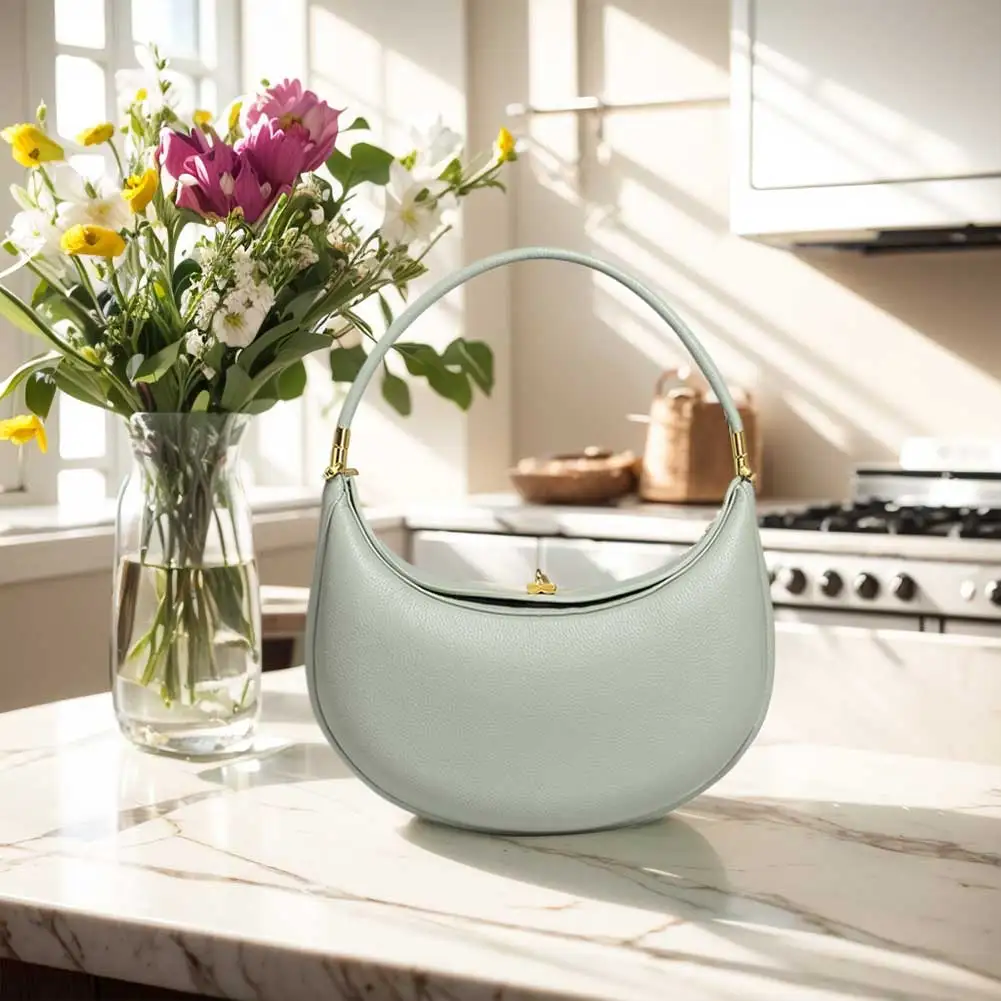 PU Leather Crescent Underarm Bag for Women Casual Clutch Purse