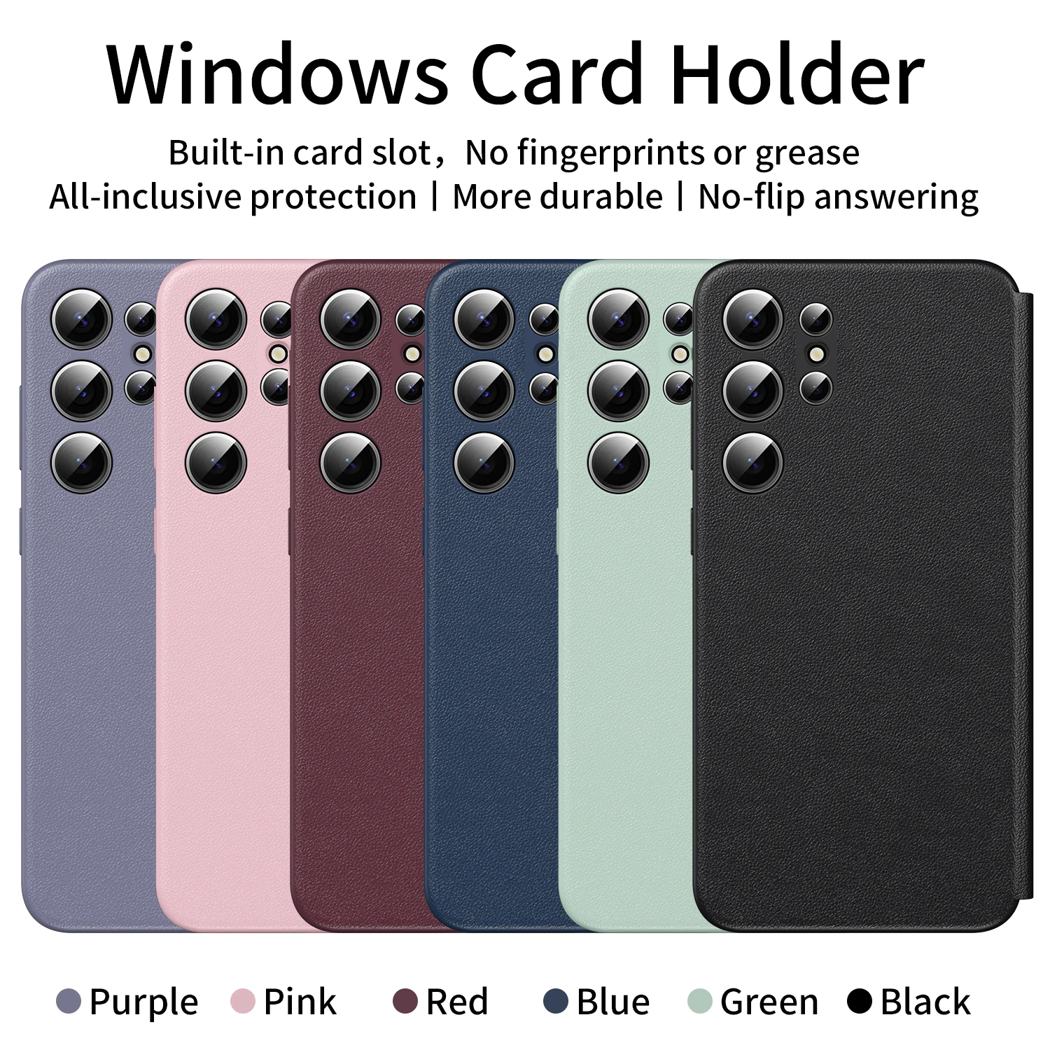Smart Window Wallet Phone Case with Wake/Sleep Feature and Card Holder Stand