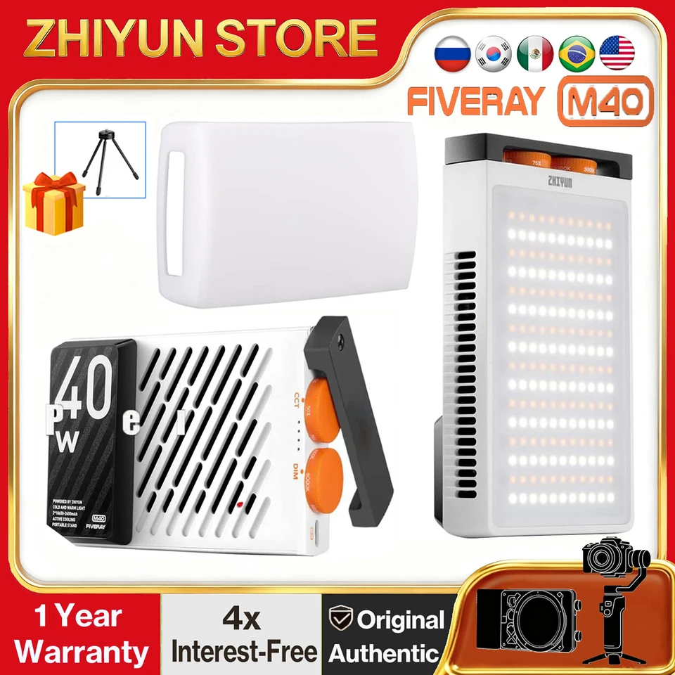 Zhiyun fiveray-ポータブルポケットLEDライト,写真およびビデオランプ