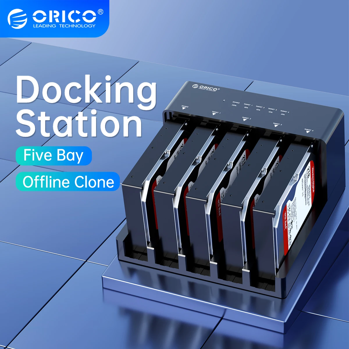 

ORICO Hard Drive Docking Station 5 bay SATA to USB 3.0 HDD Docking Station for 2.5/3.5 inch HDD/SSD with Offline Clone Function