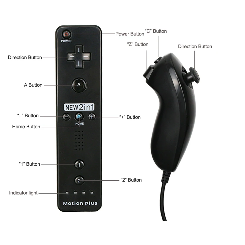 Built-In Motion Plus Remote Controller Nunchuk Gamepad For Nintendo Wii Joystick Wireless Remote Controle Joypad