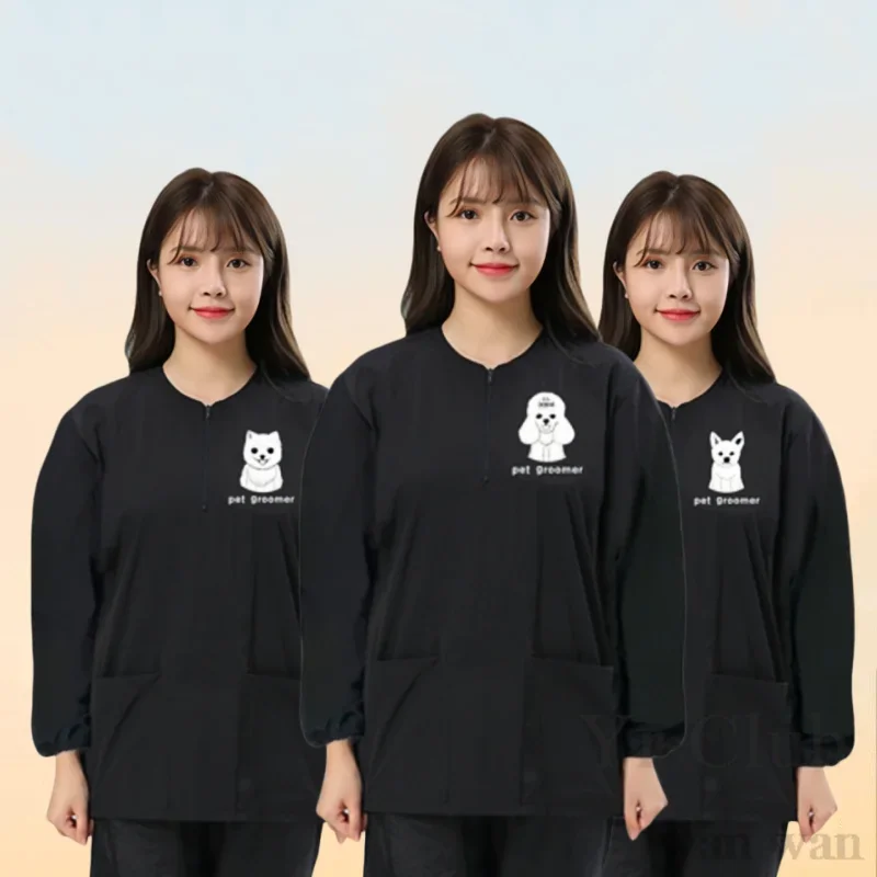 Long Sleeved Dog Grooming Clothing Pet Store Uniforms Anti Hair Anti-static Apron Pet Shearing Smock Pet Hospital Work Clothes 2