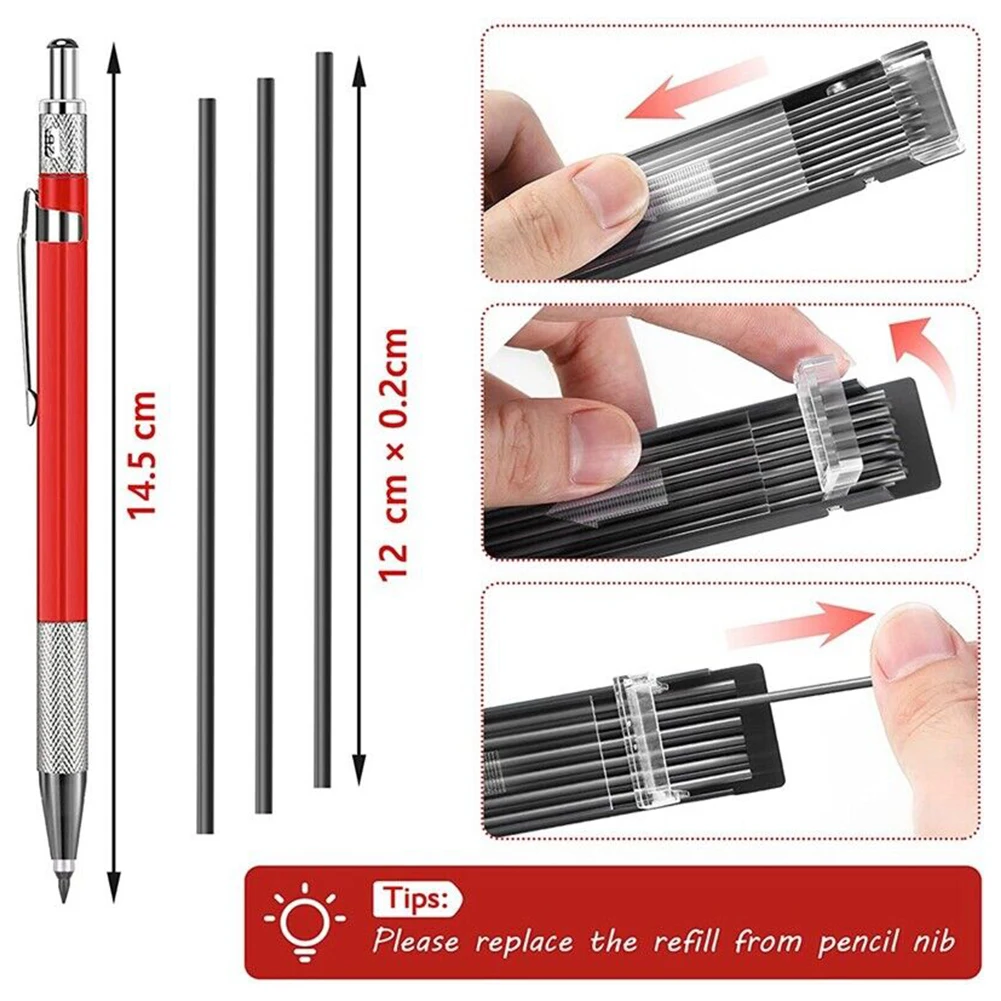 Welders Pencil With 12PCS Silver Streak Refills Metal Marker