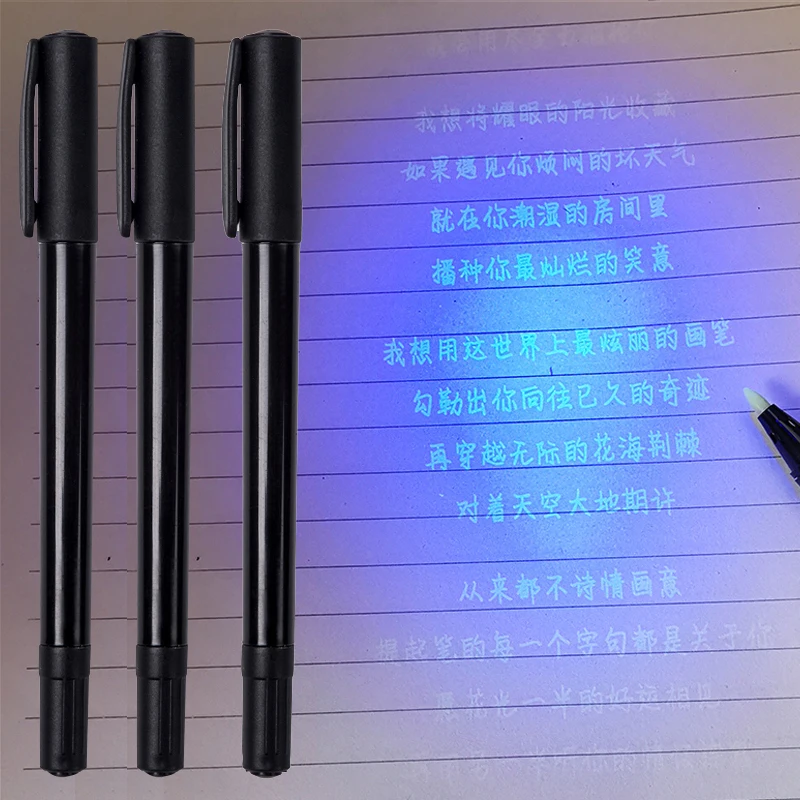 

3pcs Invisible Fluorescent Pen UV Light Dual Tip 0.5mm/1.0mm Markers Pen Hidden Ink Pen Invisible Pen Children Spy Game Pen