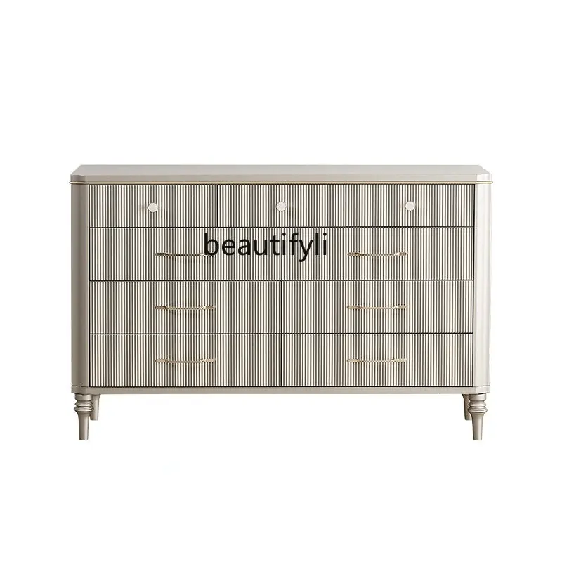 

yj American Light Luxury Solid Wood Chest of Drawers Simple Modern Large Storage Nine-Drawer Cabinet