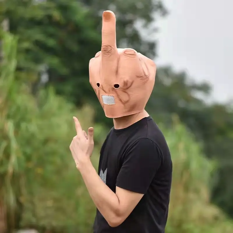 

Middle Finger Halloween Full Head Mask Latex Scary Costume Party Cosplay Horror Funny Props Accessories