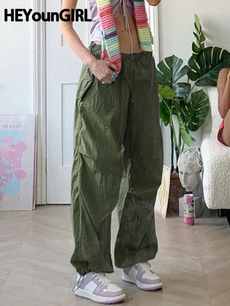 

HEYounGIRL Streetwear Y2K Wide Leg Pants Women Fashion Basic Cargo Sweatpants Casual Solid Hip Hop Summer Mid Waist Trousers