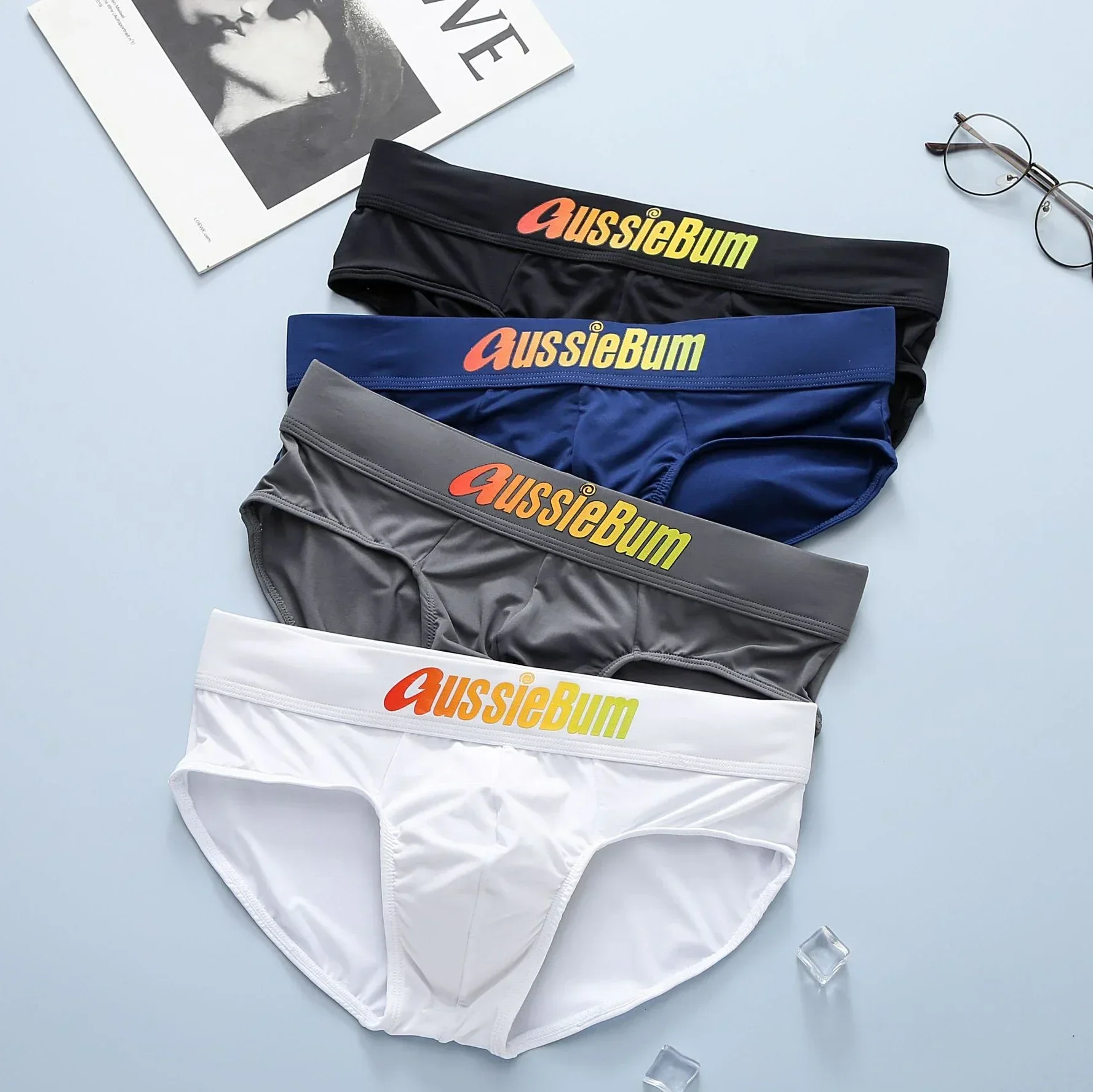 Milk Silk Briefs Men&rsquo;s Briefs Milk Silk Low Waist Elastic Comfortable u Convex Bag Colorful Words