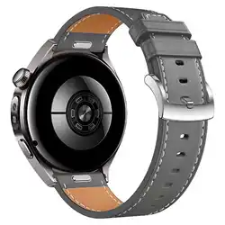 Premium Leather QuickFit 22mm Smart Watch Strap Bracelet - GT3 5 Pro 46mm (Grey)