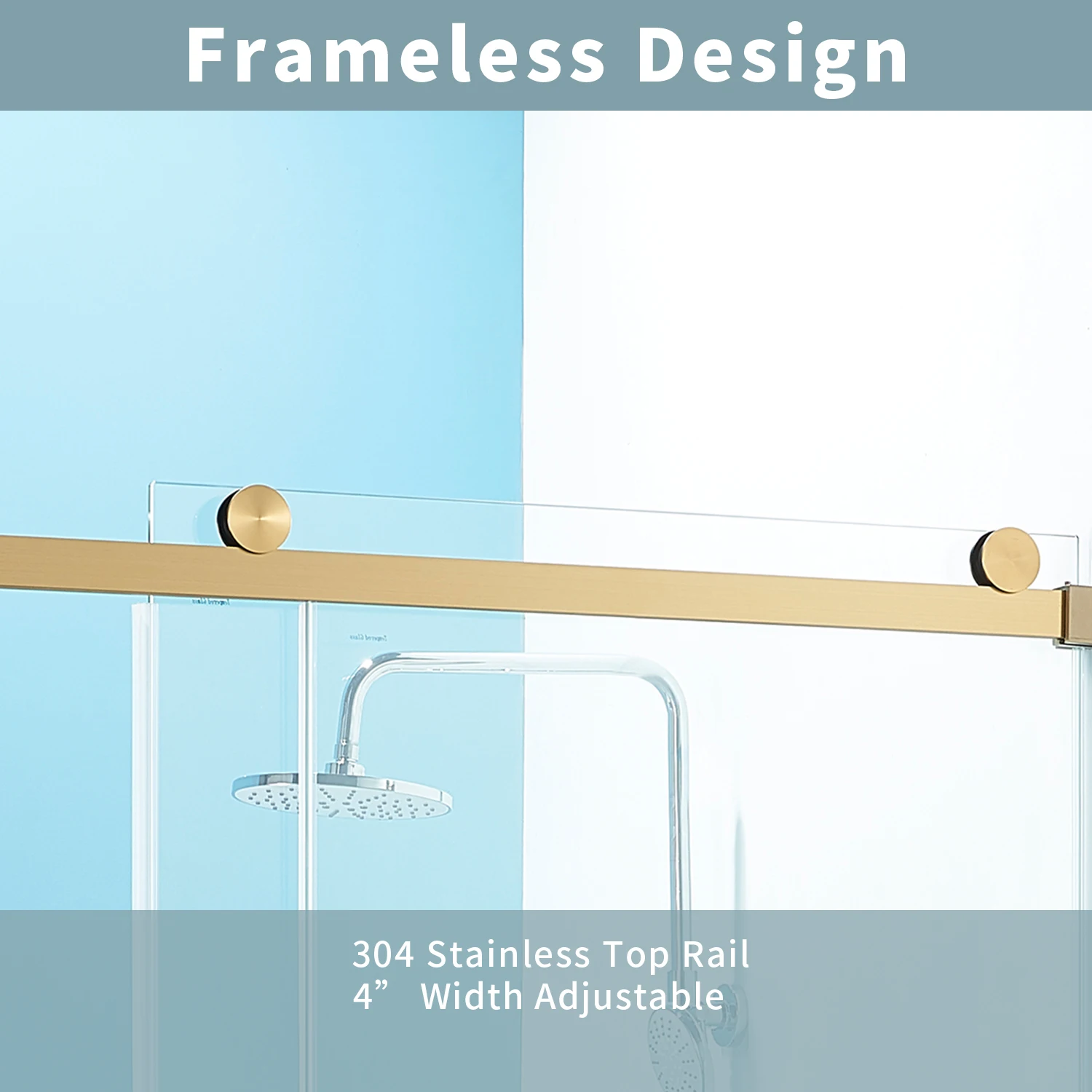 SCGG X01 56-60''W*76H''Semi Frameless Sliding Shower Door in Gold and Clear Glass Professional hotel installation recommended