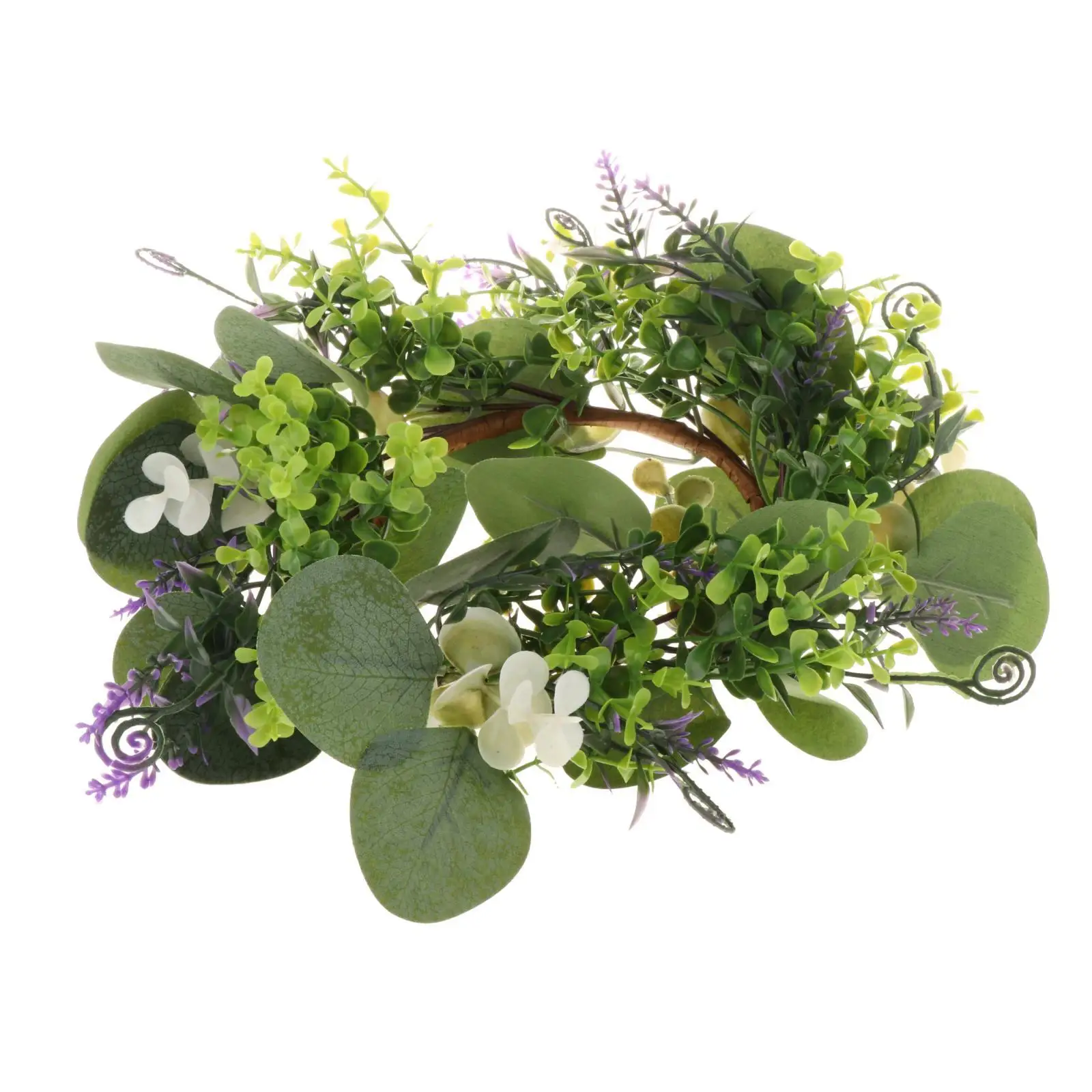 Candle Ring Greenery Candle Rings Table Centerpiece Artificial Eucalyptus Wreath