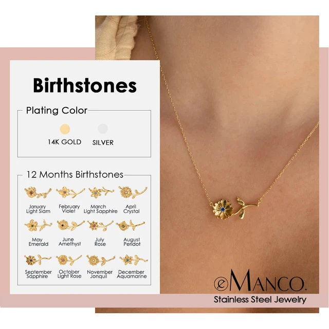 Florelia Birth Flower Necklace Gold 1