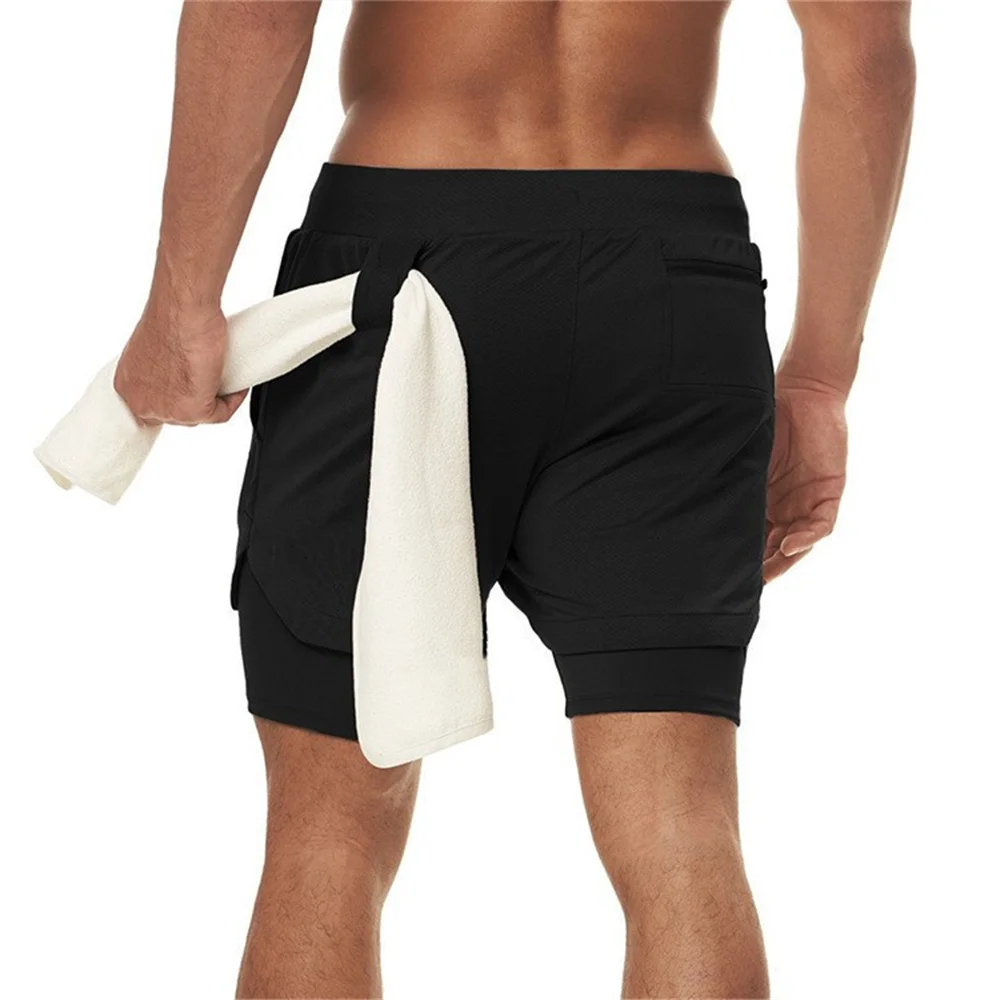 Dk-1Men Running Shorts 2 In 1 Double-deck Sport Shorts Sportswear Gym Fitness Short Pants Training Jogging Bottom Men's Clothing