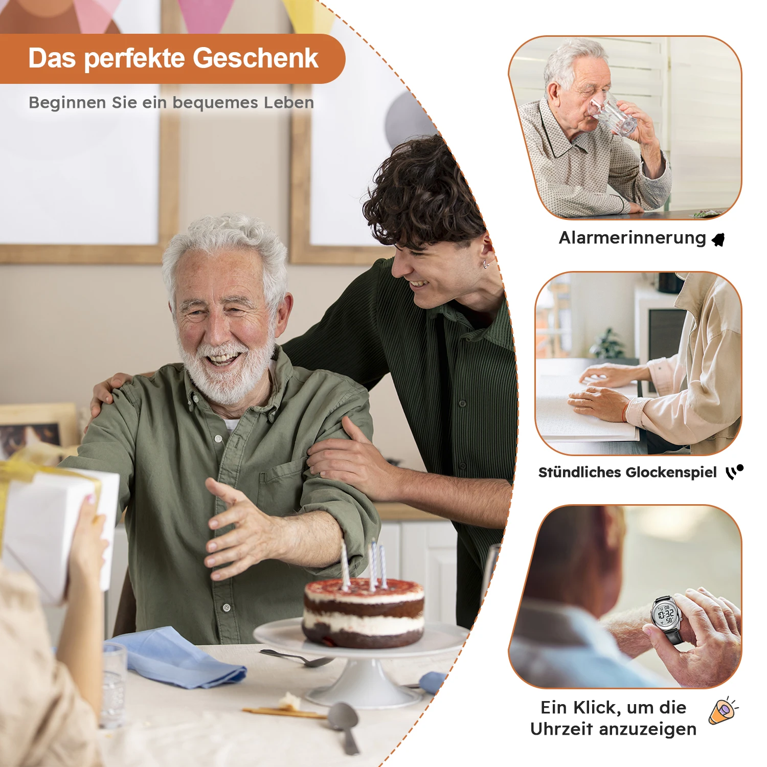 Hearkent Talking Watches for Blind Elderly Men's Clock Talking Time with Atomic Alarm Radio Wrist Watches Spanish/German/English 6