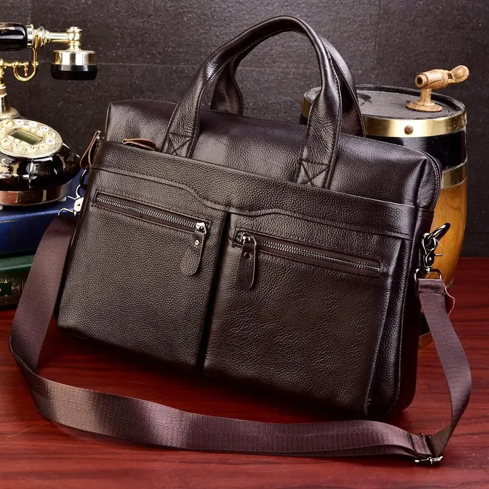 

XZAN Laptop Bag Men Genuine Leather Handbags Male Travel Briefcases High Quality Cowhide Messenger Bags