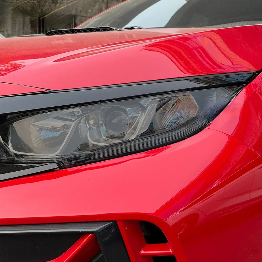 Car Headlight Protective Tint Film Smoke Black Transparent TPU Transparent Sticker For Honda Civic 10th Gen FC/FK 2pcs