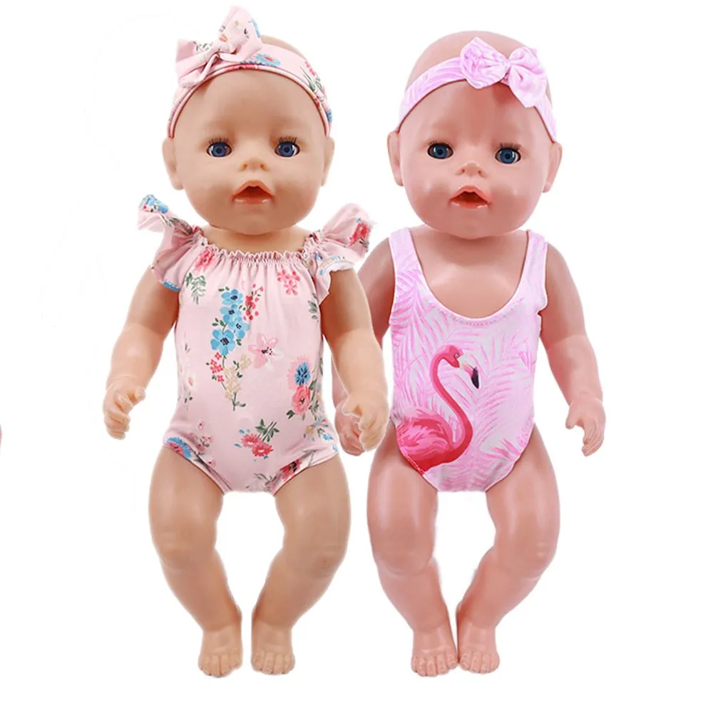 Doll Swim Clothes Flamingo Mermaid Swimsuits Fit 18 Inch American of Girl`s&43Cm Baby New Born Doll Zaps Our Generation Girl`s