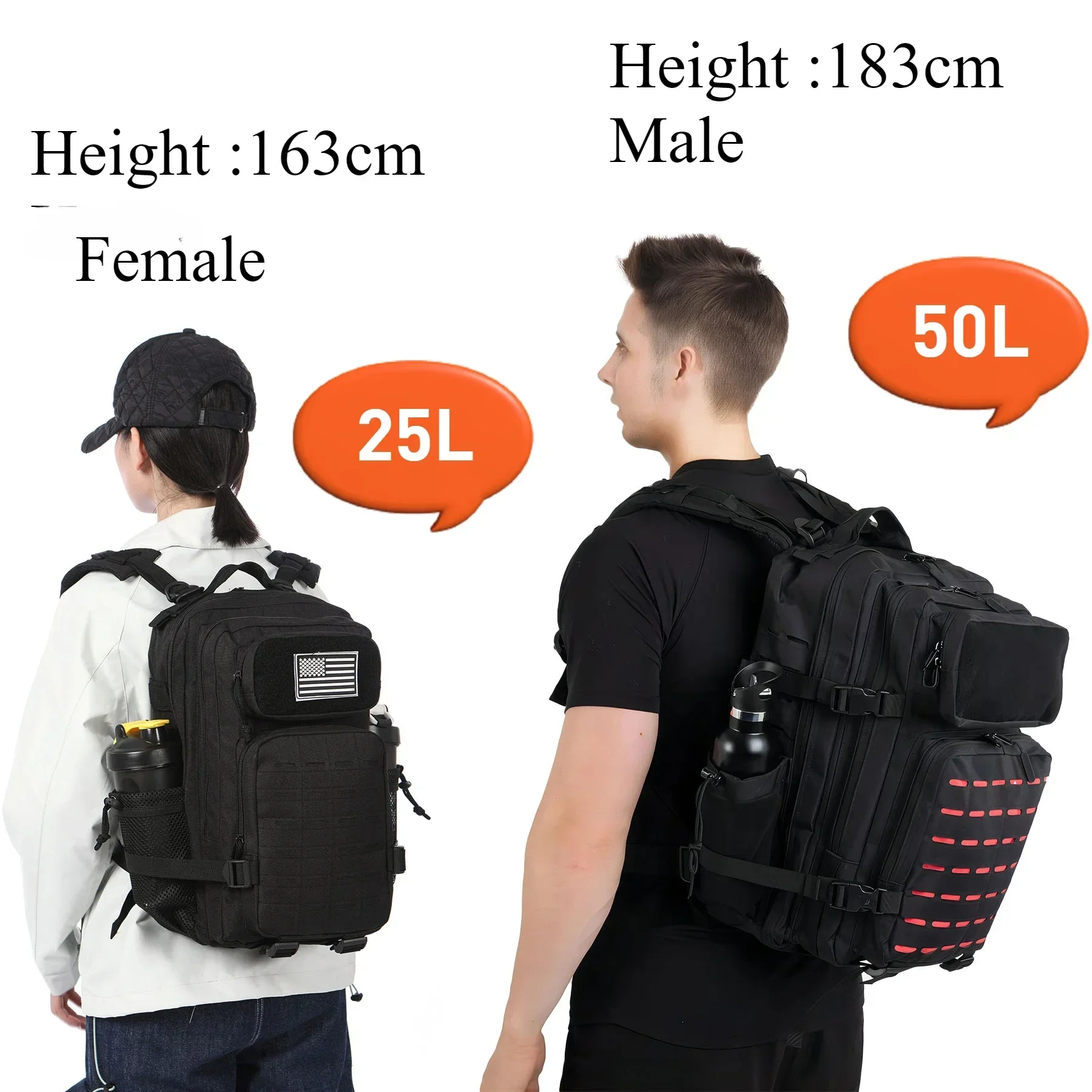 Waterproof Hiking Backpack with Laptop Bag and Bottle Holders