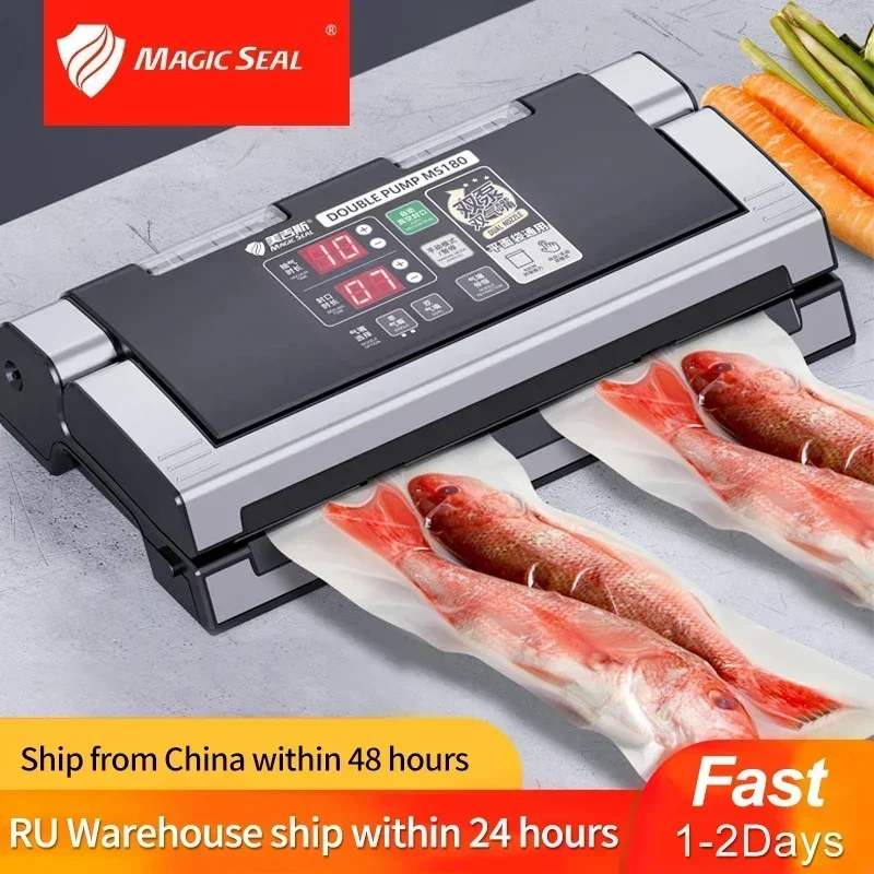 MAGIC SEAL MS180 Vacuum Sealer Professional Wet Vacuum Sealer Machine For Food Bag Sealer Packaging Machine Household 110V/220V 3