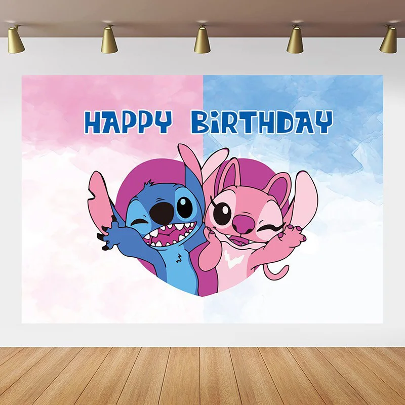 Party Supplies Disney Lilo&Stitch Birthday Party Decorations Disposable Plate Angel Balloon Baby Shower Girls Birthday Party