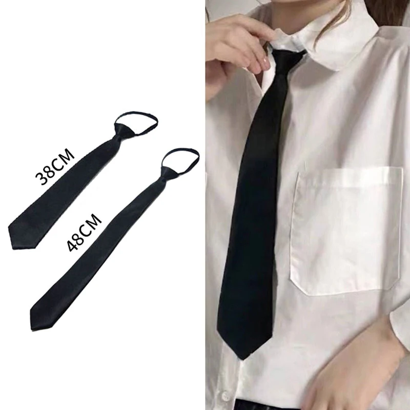 

1pc Unisex Black Simple Clip on Tie Security Tie Uniform Shirt Suit Neckties Steward Matte Funeral Lazy Neck Ties Students
