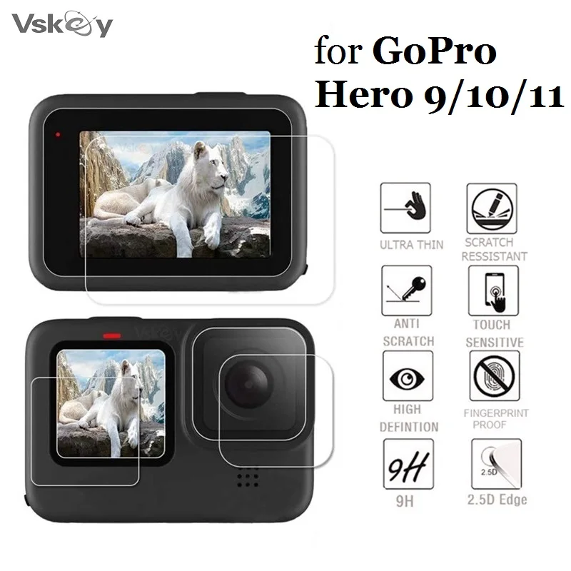 Détail des protections écran et objectif pour GoPro Hero 13/12/11/10/9 dans leur emballage