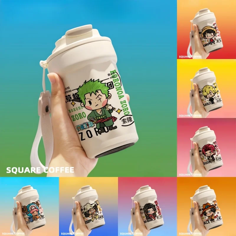 One Piece Thermos Cup New Cartoon Q Version Rufy Zoro Nami Usopp Chopper Robin Franky Coppia Studenti Caffè Latte Tumbler