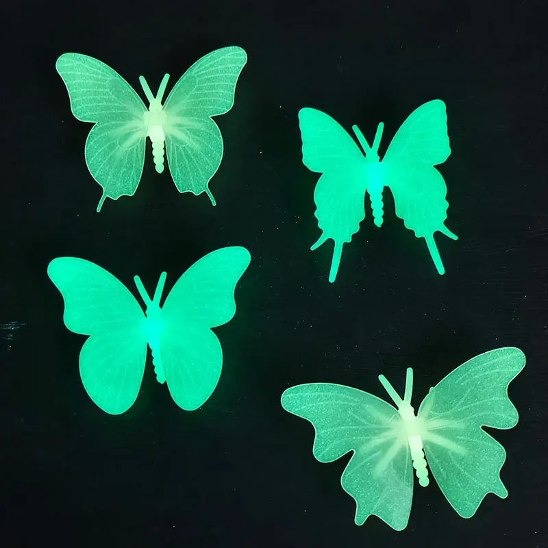 Luminous Wall Sticker Butterfly and Flower Room Decoration for Girls Glow in the Dark Fluorescent Sticker